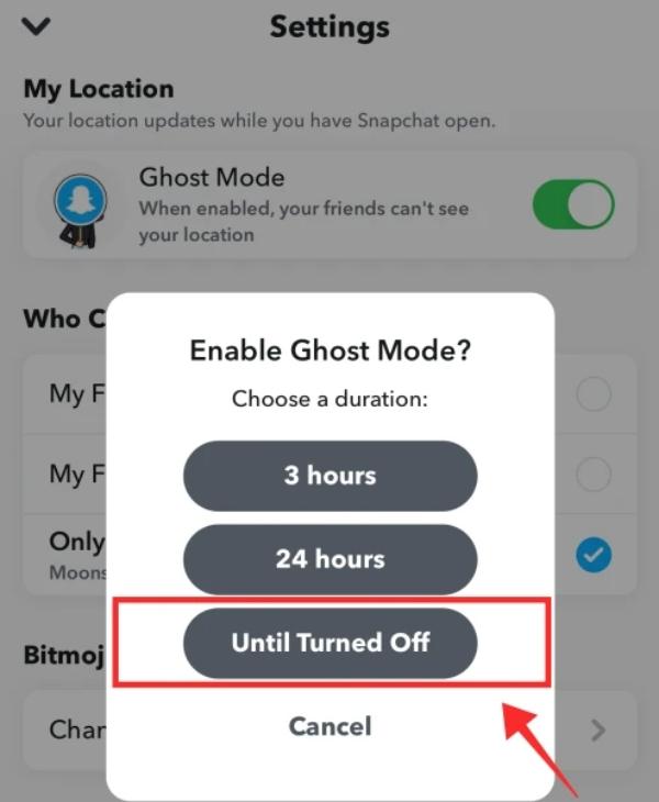Turn on ghost mode