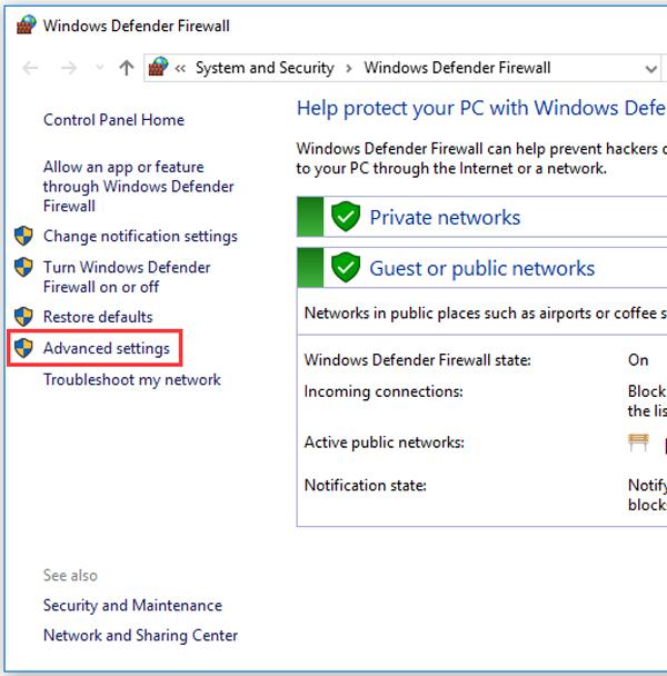 Windows Firewall Advance egenskaper