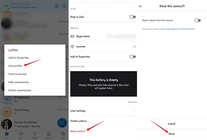 Kontakte in der Skype-App blockieren