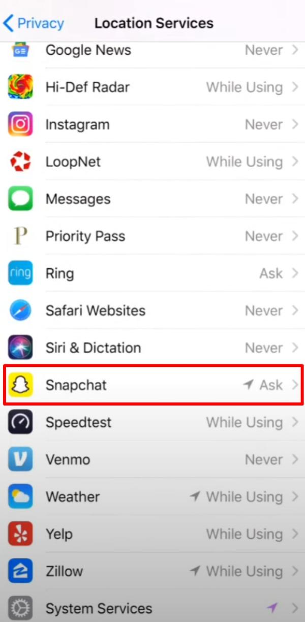 βρείτε το Snapchat