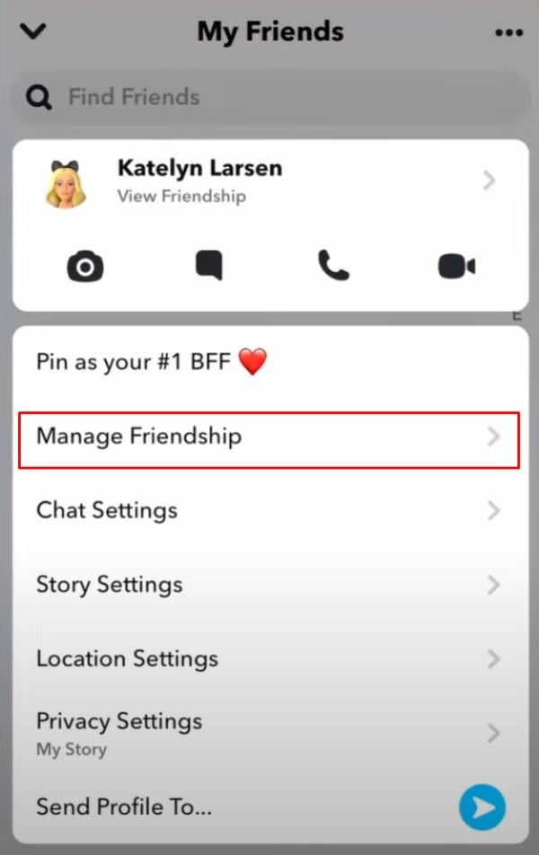 Manage Friendship on snapchat