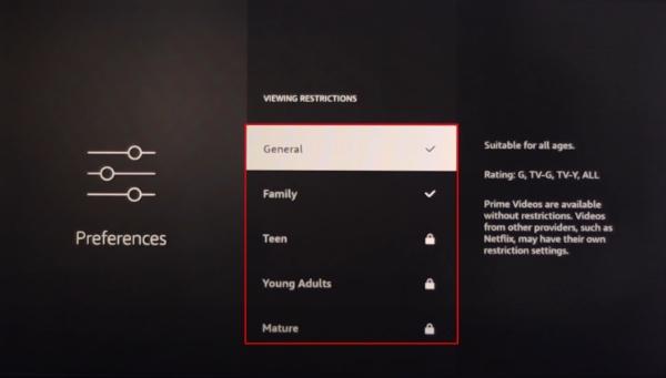  Amazon Fire TV parental control