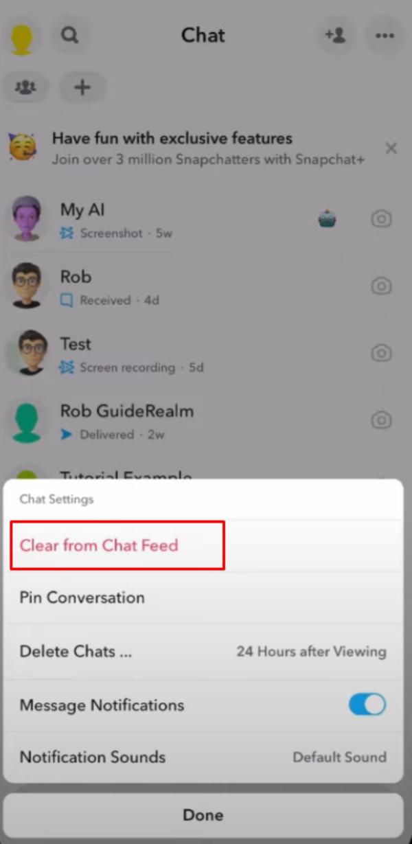 clear from chat feed