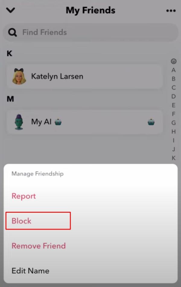 block friend