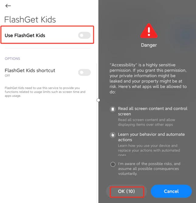 Xiaomi 13+ FlashGet Kids kullanıyor