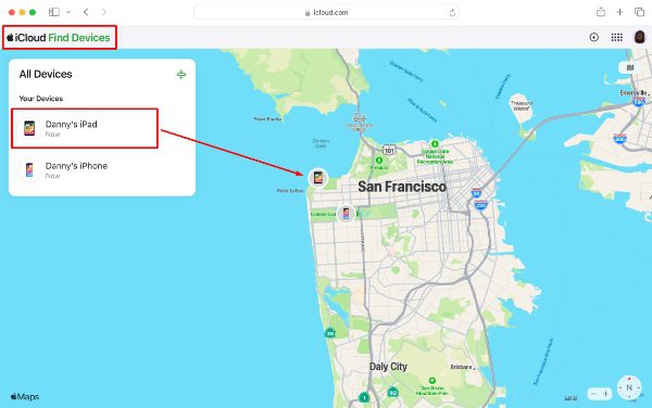 track an iPhone location via iCloud