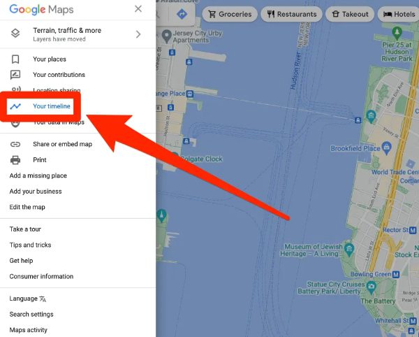 Tieni traccia di un iPhone tramite la sequenza temporale di Google Maps