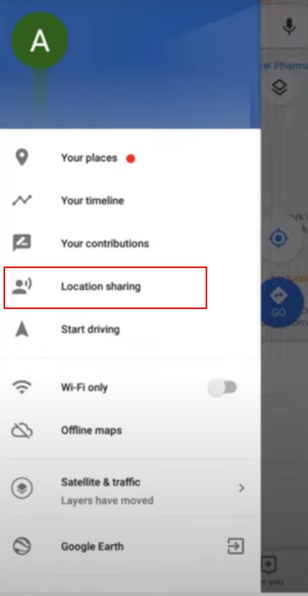 location sharing in Google Maps