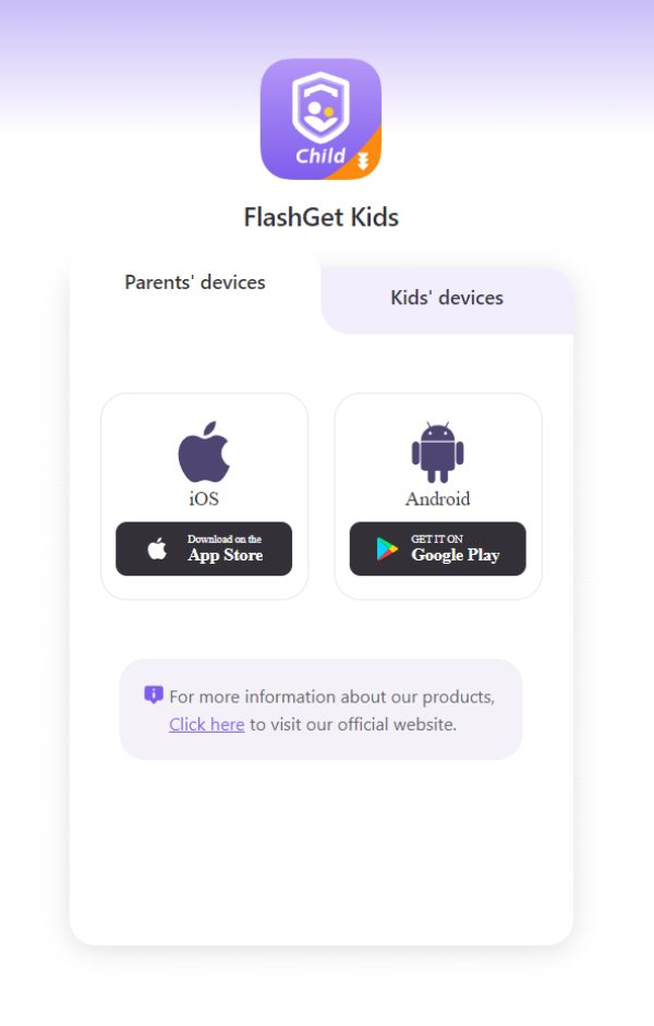 Download the kids version of the FlashGet Kids app 