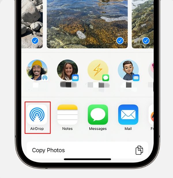 condividere foto con i contatti tramite AirDrop