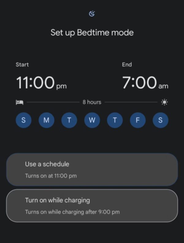 set up Bedtime Mode
