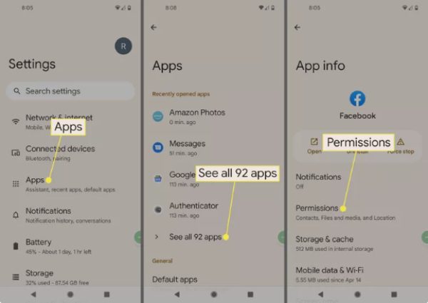 find spy app files on Android via checking permissions