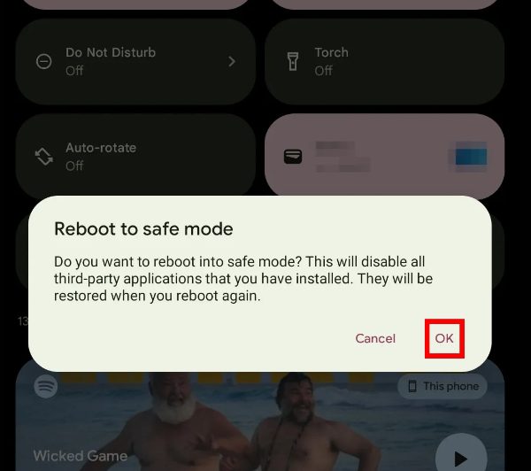 Android&#39;i güvenli modda yeniden başlatın