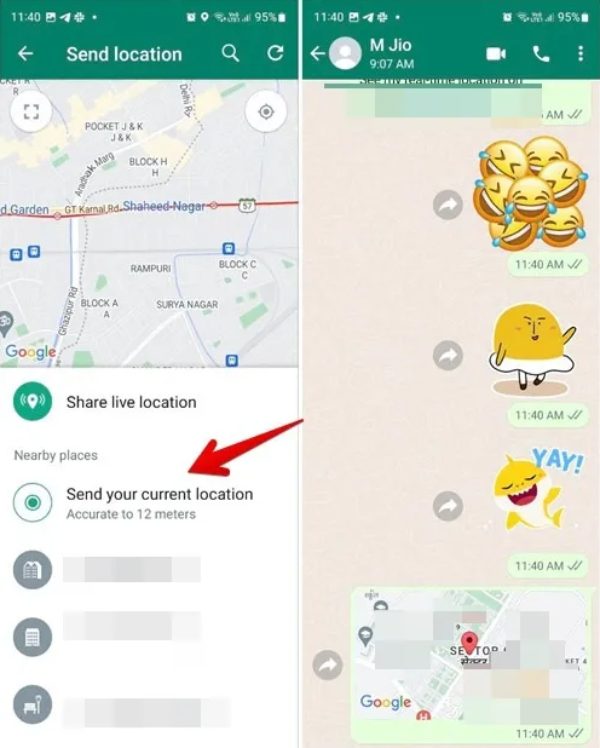 WhatsApp poloha tracker Aktuální Poloha