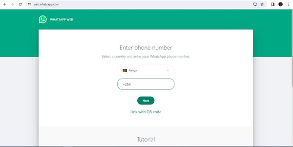 Enter the WhatsApp phone number
