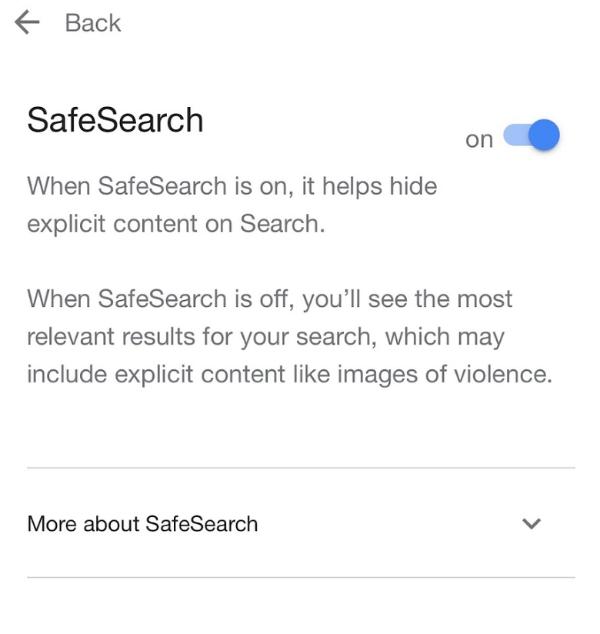 L&#39;interruttore SafeSearch è attivo