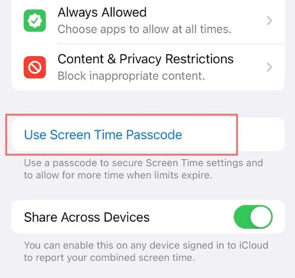 Use Screen Time Passcode