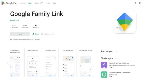 use Google Family Link to manage app on Android