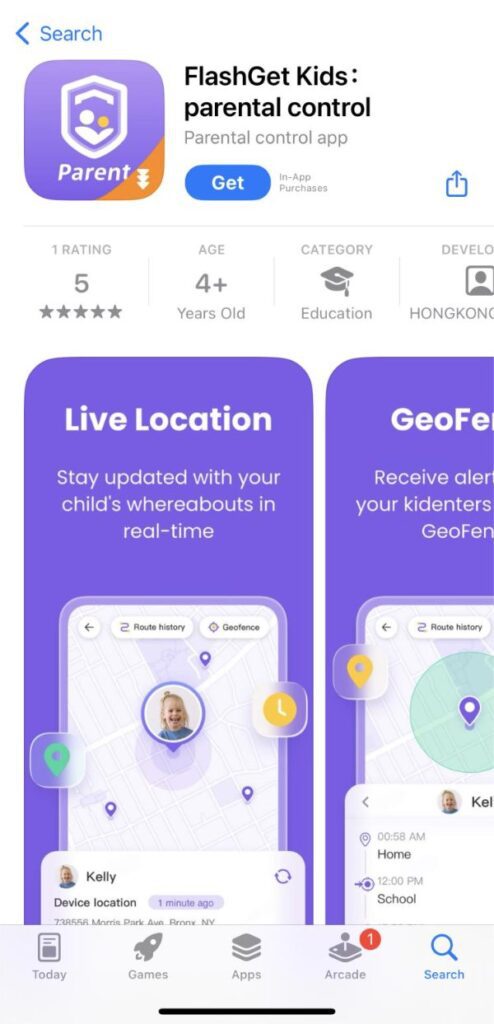 FlashGet Kids-App auf dem Gerät der Eltern