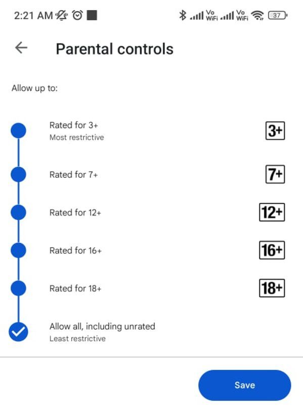 use as restrições do Google com base na idade para bloquear aplicativos no Android de crianças