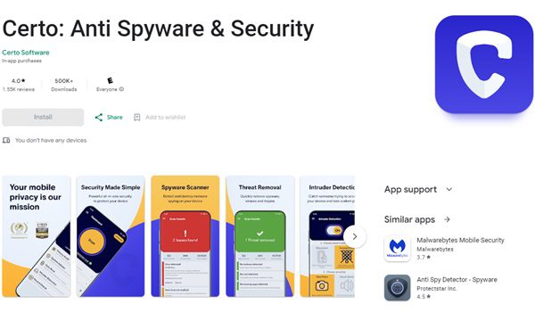 Certo Anti Spyware &amp; Sigurnost