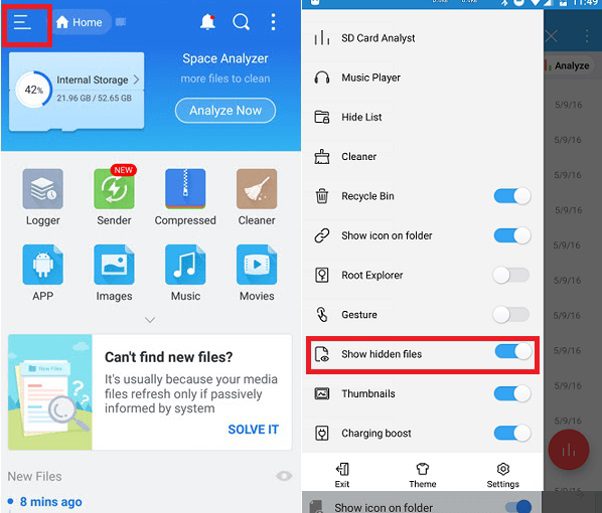Найдите скрытые приложения для отслеживания на Android через ES File Explorer