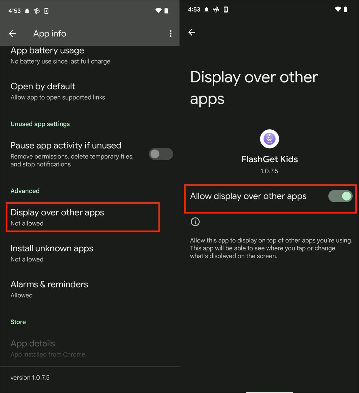allow display over other apps