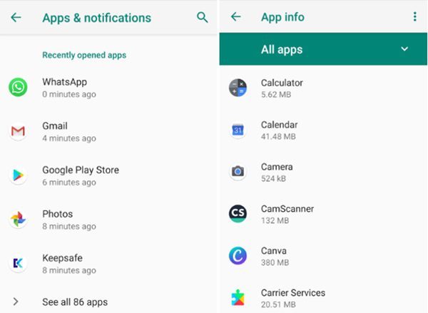 Pronađite skrivene aplikacije za praćenje na Androidu putem Postavke