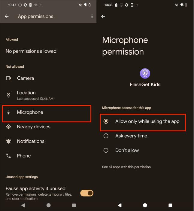 Microphone permission