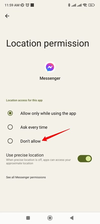 Facebook Messenger 4 での場所共有を無効にする