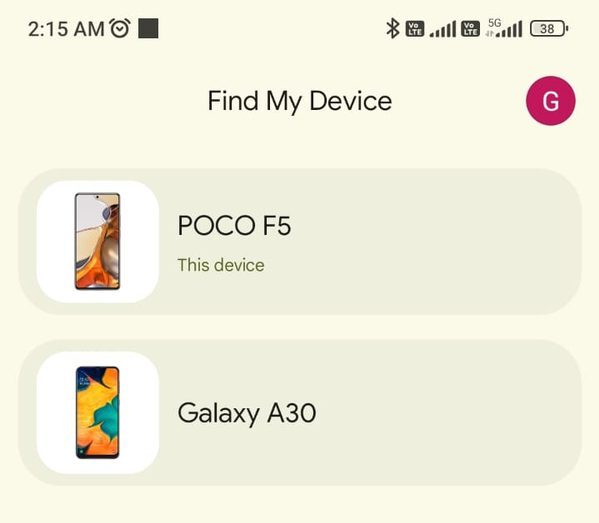 Google Find My device - Selecct your device