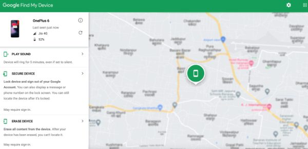 Google Find My Device - track Android from iPhone