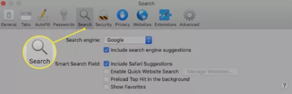 paramètres de recherche sécurisée Safari