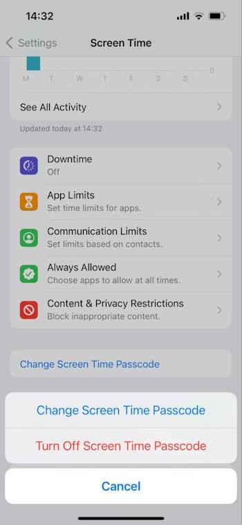 change screen time passcode