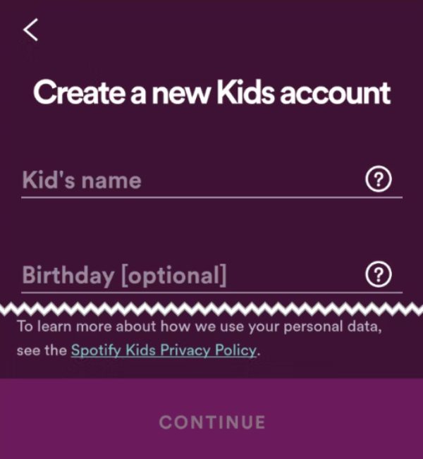 δημιουργήστε έναν λογαριασμό Spotify Kids