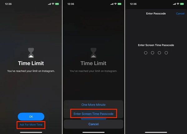 limit app via lösenord för skärmtid