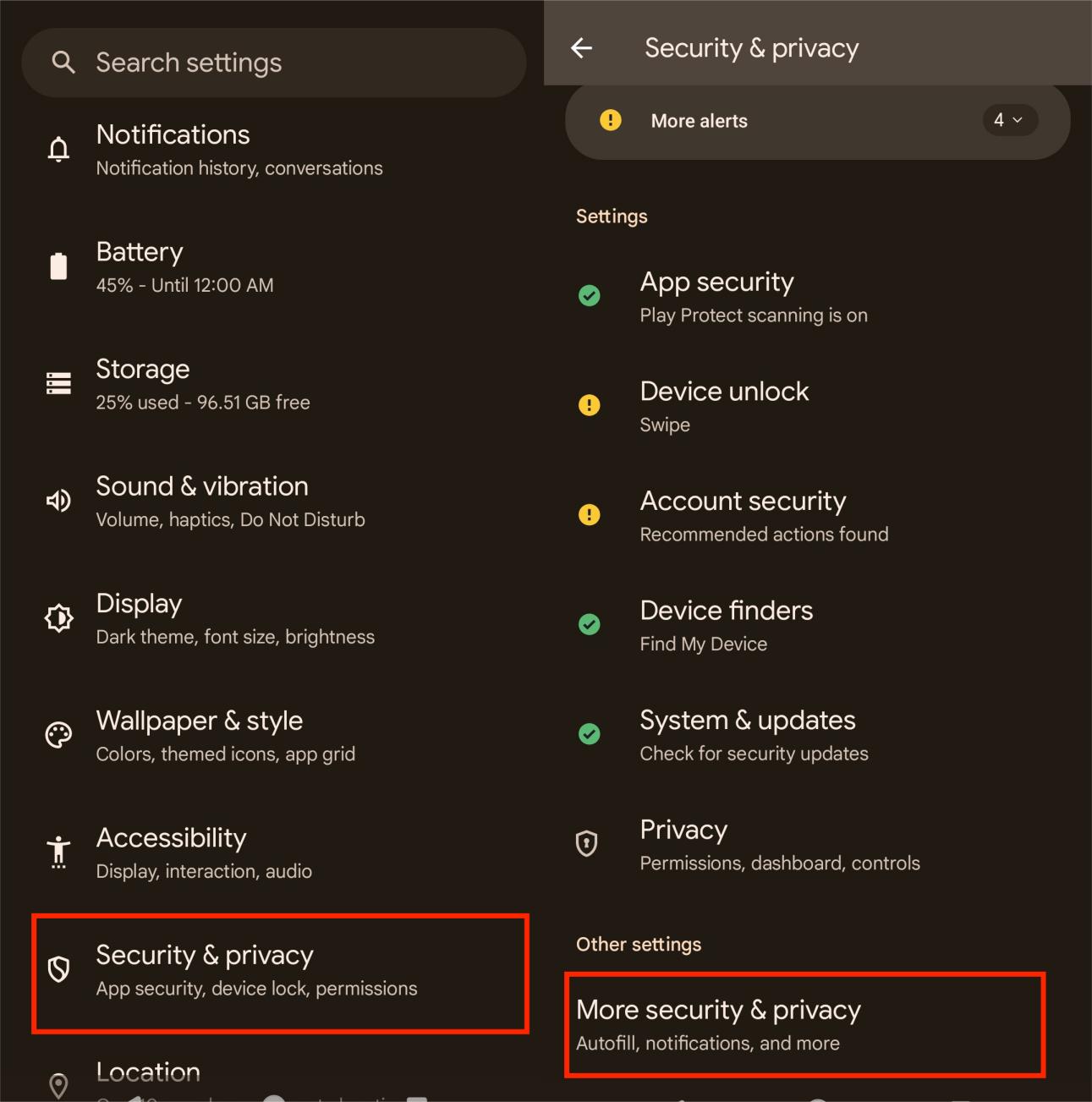 Tap more security & privacy