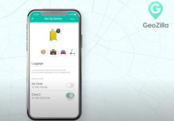 the GeoZilla app - set up device