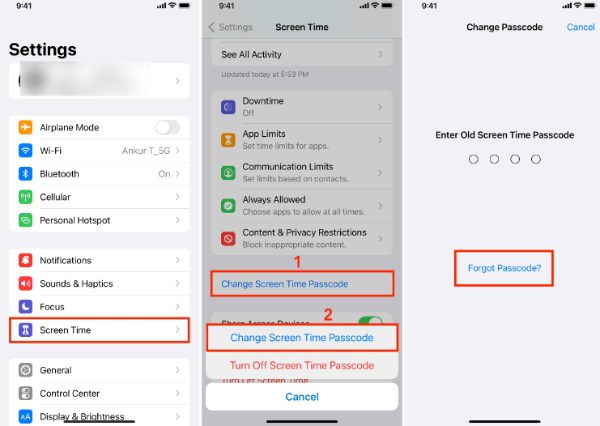 usar el código de acceso de tiempo de pantalla del iPhone