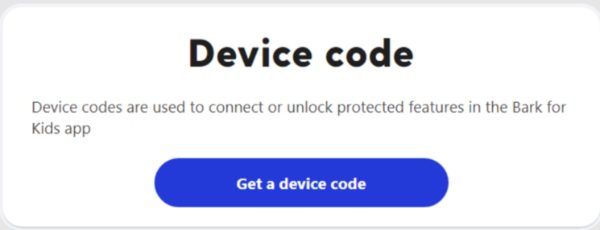 ottieni un codice dispositivo per Bark sul cellulare Android dei bambini