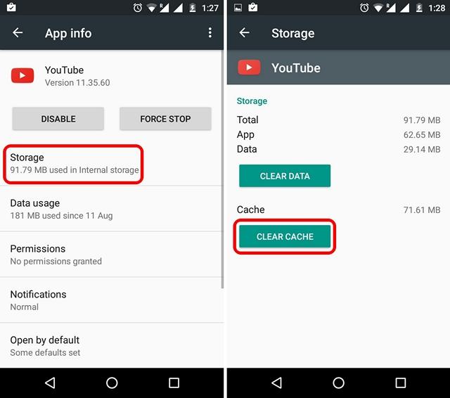 Limpe dados e cache do YouTube no Android