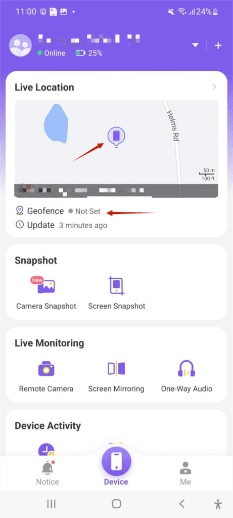 monitor live location on Flashget Kids