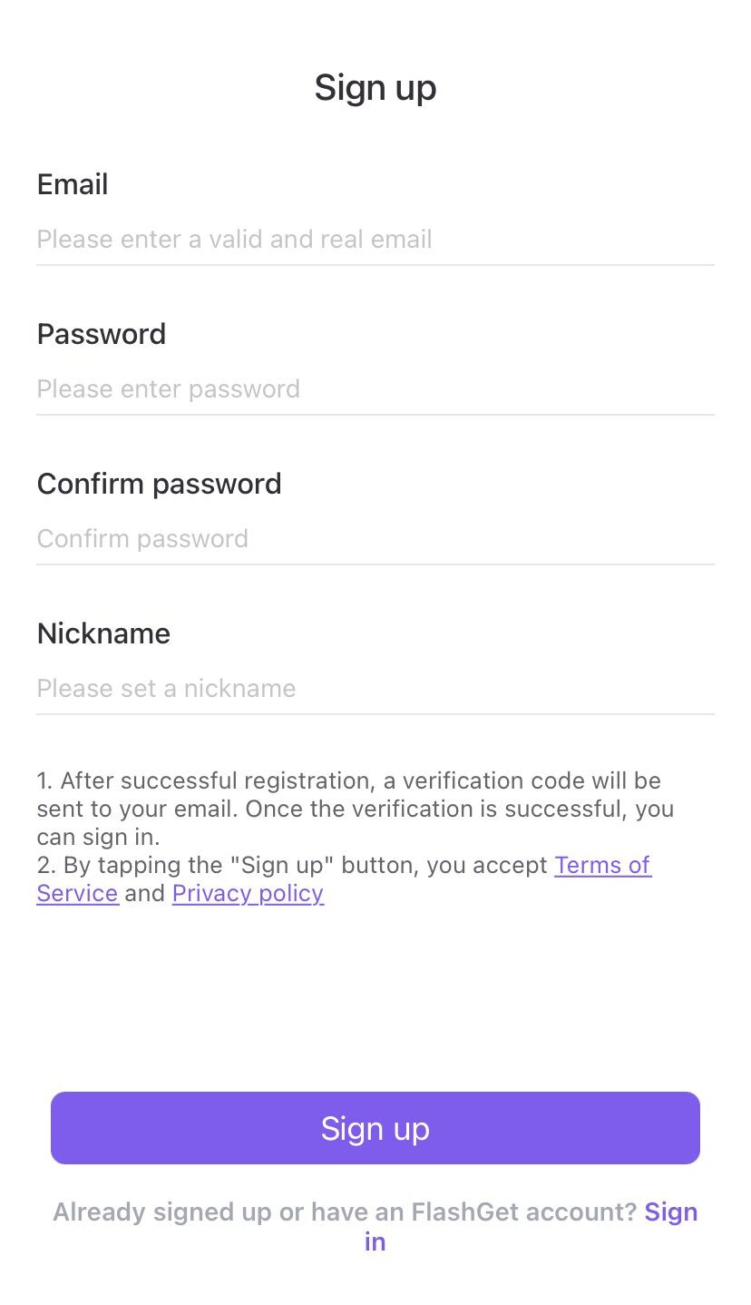 create an account on FlashGet Kids for iphone