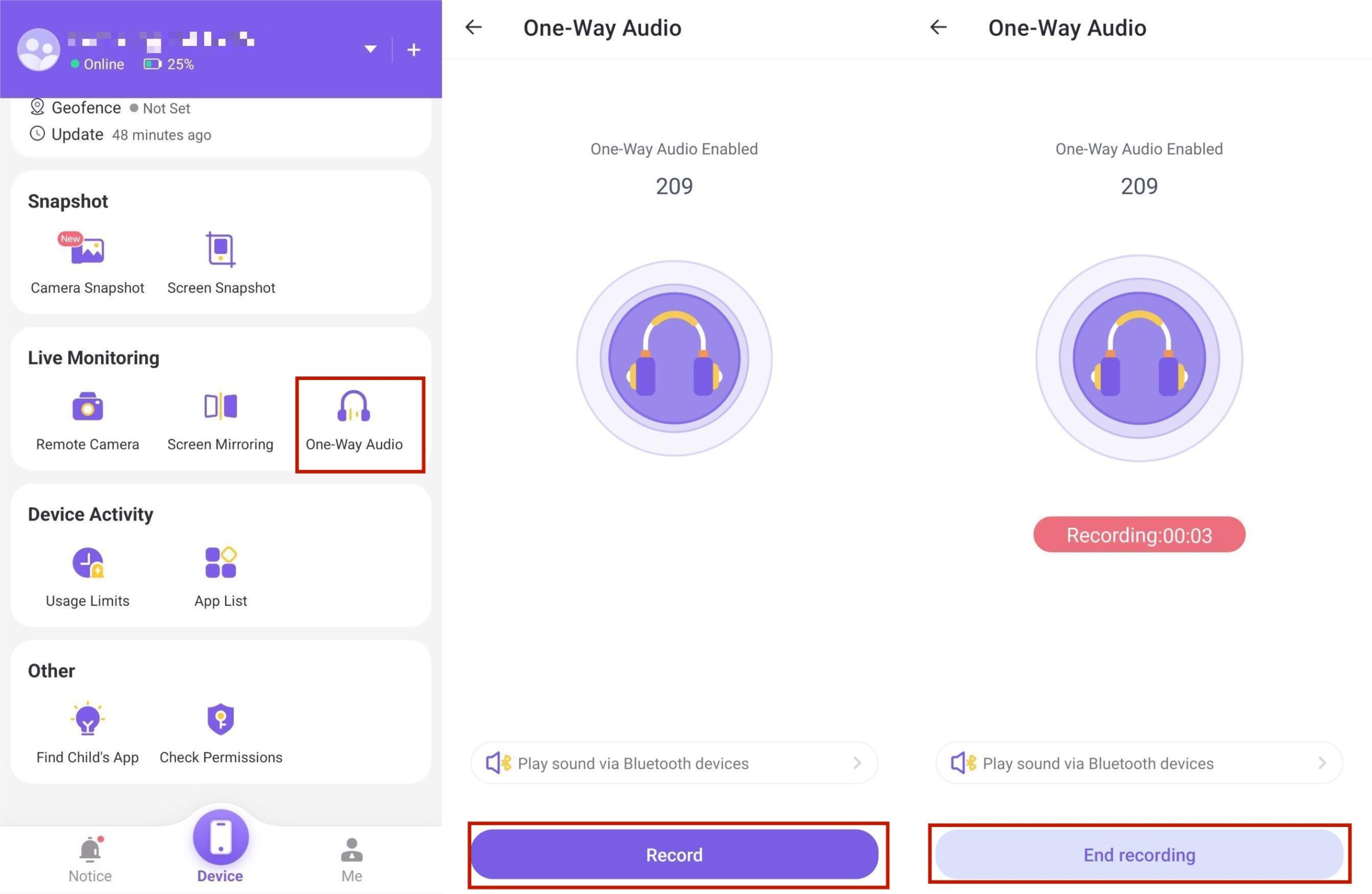 One-way audio on FlashGet Kids