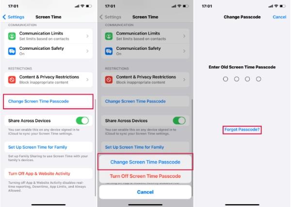 Reimposta il passcode del tempo di visualizzazione 