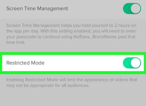 Enabling restricted mode on TikTok 