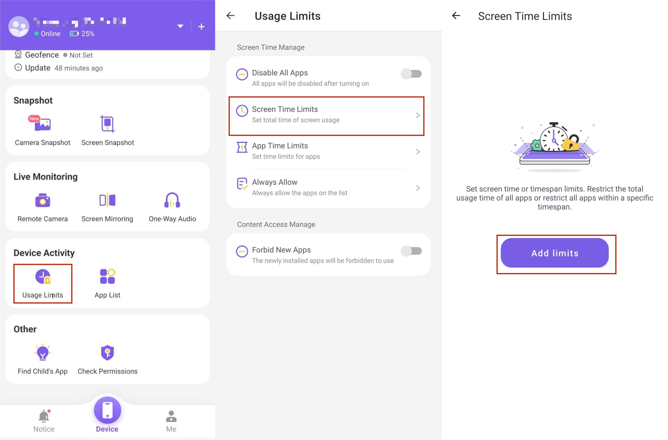 Usage limits