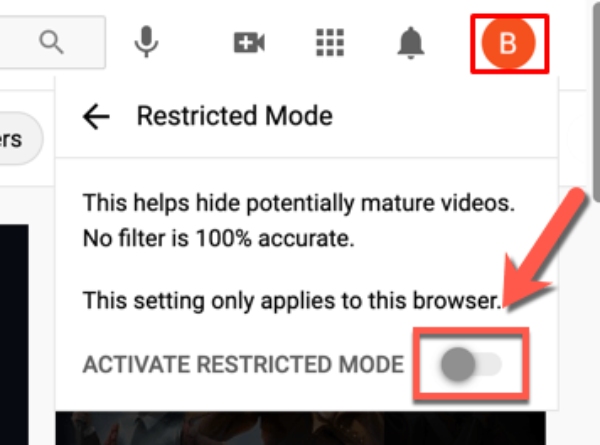 PC の YouTube 制限モード