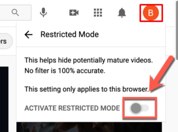 YouTube restricted mode on pc