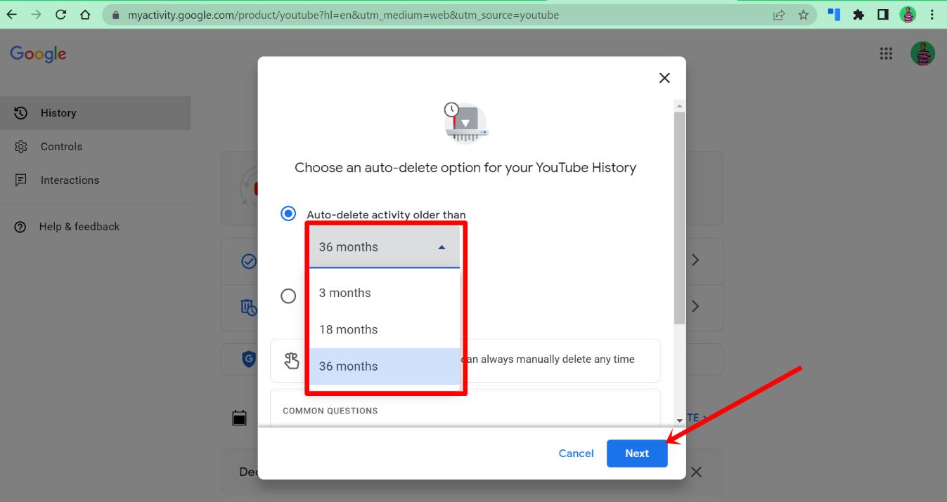 options de suppression automatique